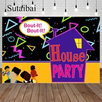 90s House Family Party Photo Backdrop Bounce House Theme Birthday Background Party Decorations Throwback Party Decorations