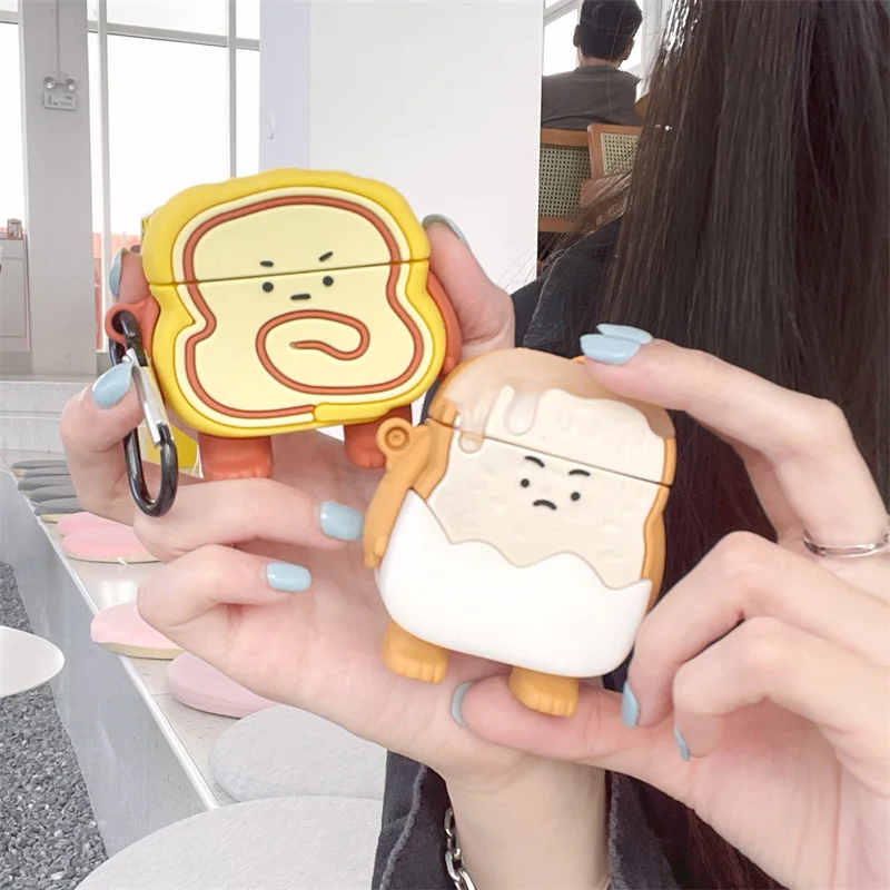 

3D Cartoon Bread and Toast Cute Cover for Airpods Pro Case 1 2 Wireless Earbuds Headphone Case for Airpods Pro for Airpods 2