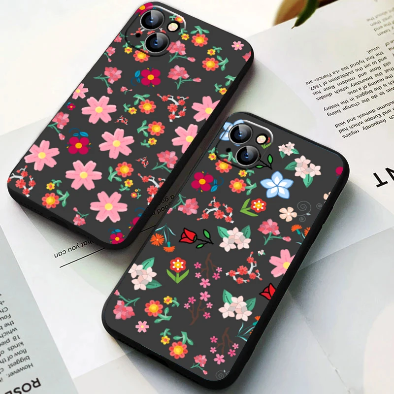 Яркий мультяшный чехол с цветами для телефона iPhone 13 Pro Max SE 2020 8 Plus 11 12 Mini 7 7P X Xr Xs 6 6s