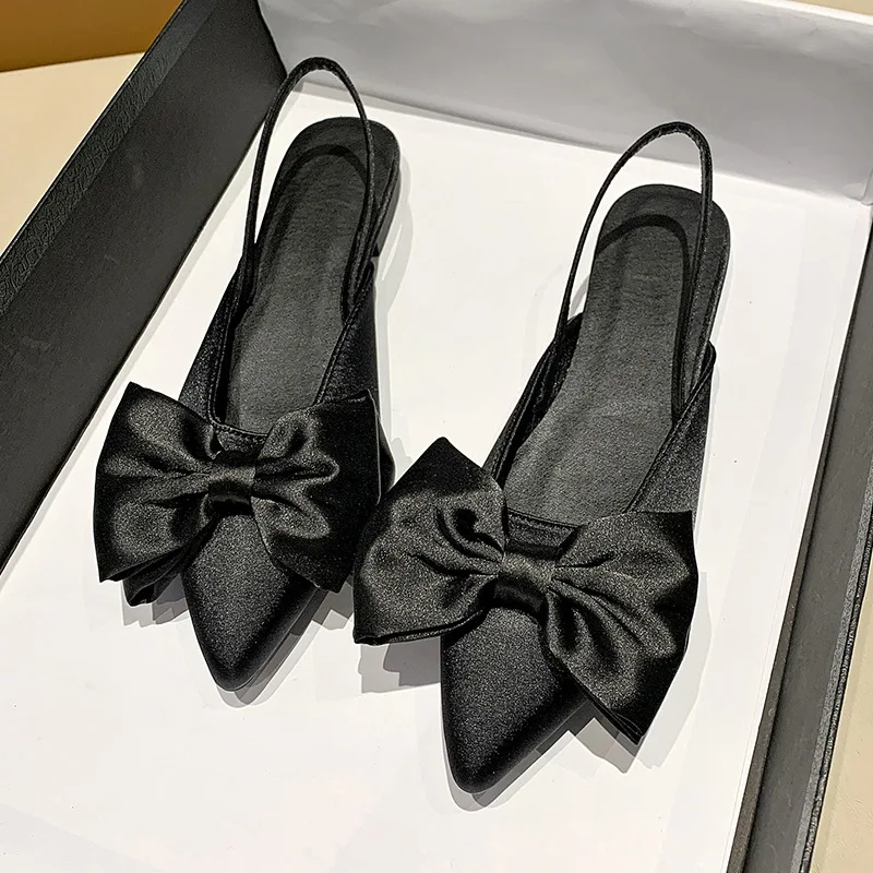 

Sandals and Slippers for Women's Outer Wear 2022 Summer New Satin Bow-knot Baotou Flats Europe Goods Fairy Style Fashion