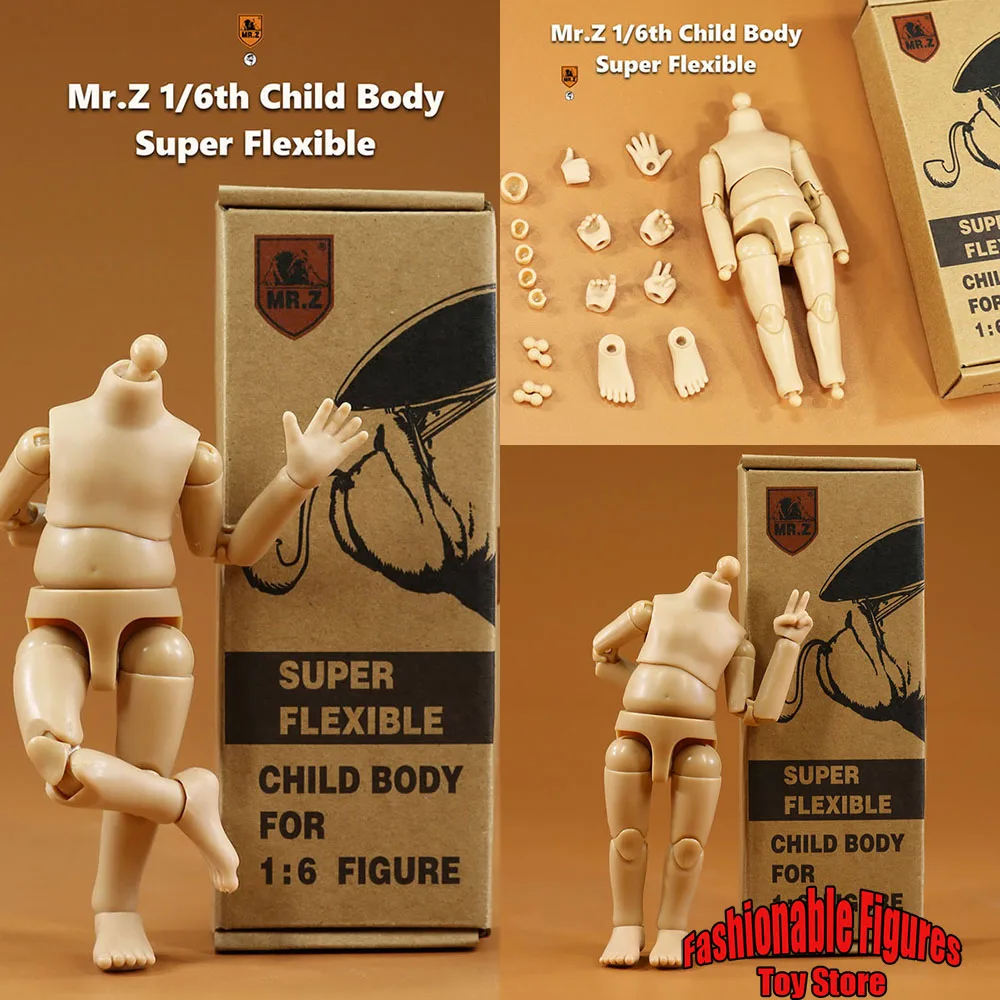 

MR.Z 1/6 Male Child Body Kids Super Flexible Cute 7'' Action Figure Joint Body Model For 1/6Th Bjd Head Sculpt Carved Dolls