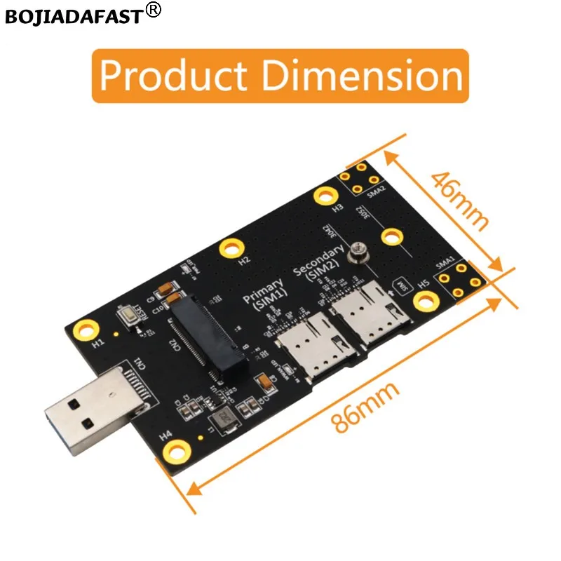 Разъем USB 3.0 к адаптеру беспроводного модуля NGFF M.2 Key-B с 2 слотами для карты Nano SIM