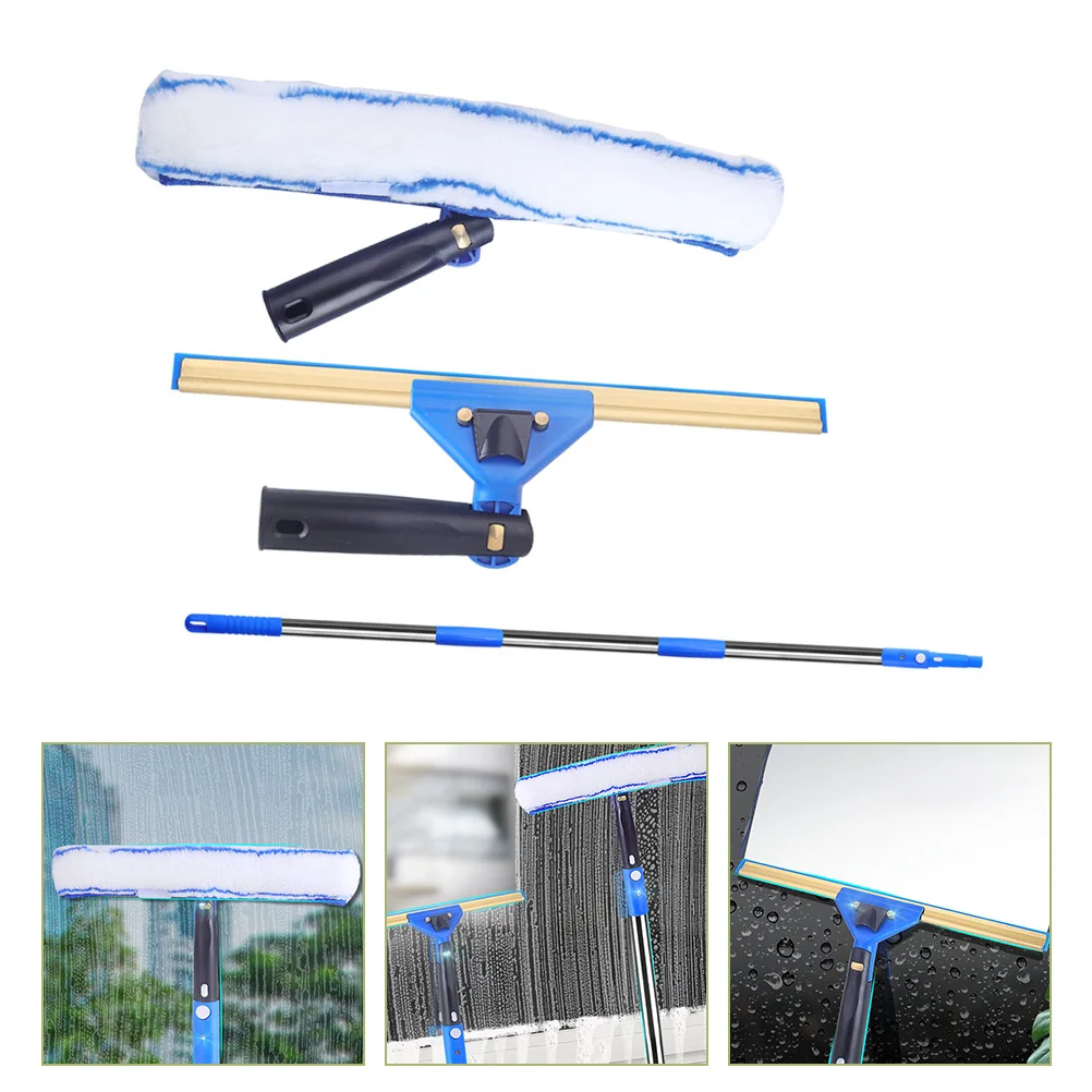 

Glass Cleaning Scraper Squeegee Extendable Window Microfiber Scrubber Retractable Kit Stainless Steel Cleaner Tool