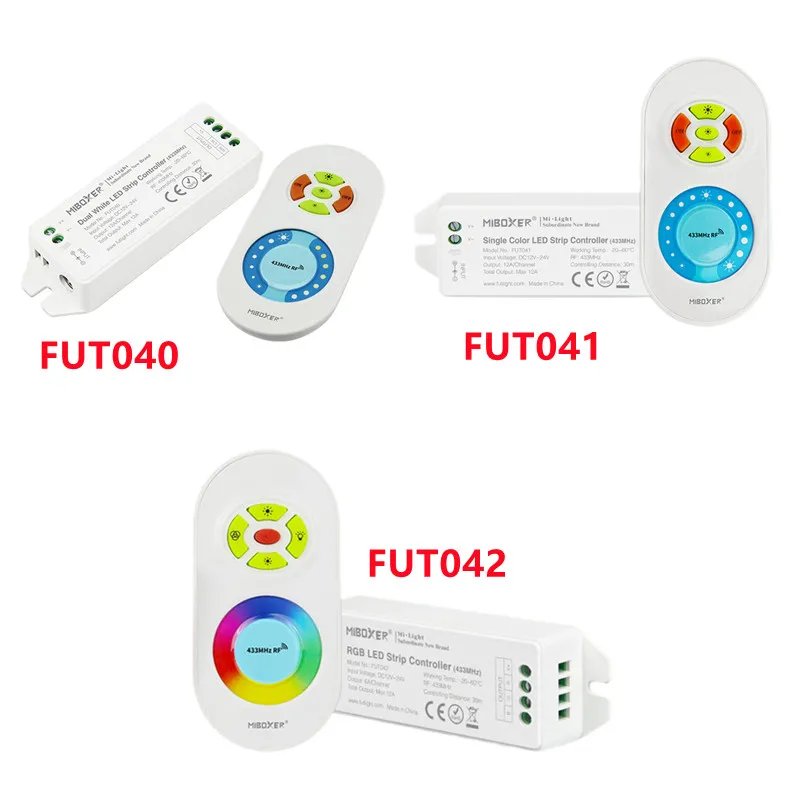 

MiBOXER FUT040 FUT041 FUT042 (улучшенный) 433 МГц двойной белый одноцветный RGB 12-24 В постоянного тока контроллер светодиодной ленты с регулируемой яркостью