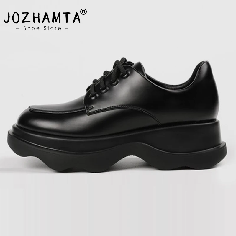 

JOZHAMTA Size 35-40 Women Pumps Real Leather 2023 Spring Fashion High Heels Shoes For Woman Casual Office Lady Lace Footwear