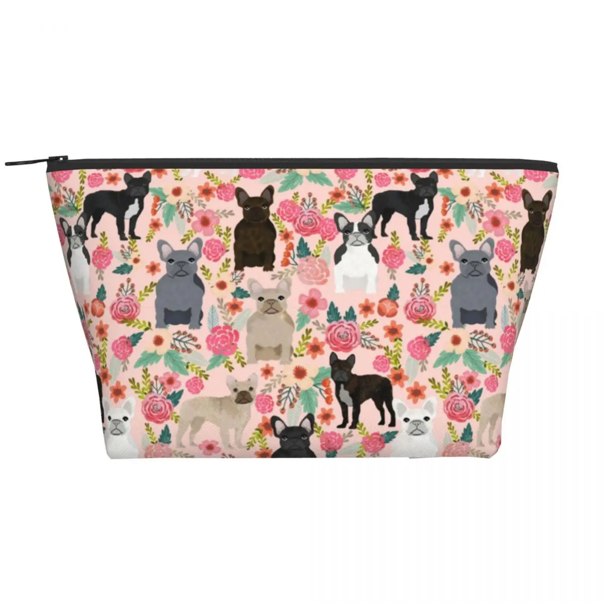 

Cute Pet Dog French Bulldog Travel Toiletry Bag Women Florals Frenchies Cosmetic Makeup Bag Beauty Storage Dopp Kit