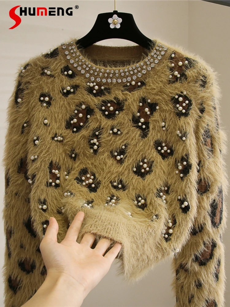 Autumn Jumper Famous Brand Luxury Woman Leopard-Print Sweater Women's Pullover Korean Style Fashion O Neck Long Sleeve Knitwear