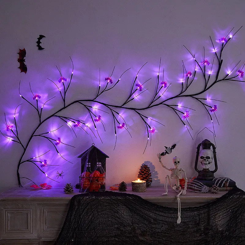 

LED Pumpkin Spider Bat Simulated Rattan Branch Light Halloween Decoration Halloween Party Scary Bar Haunted House Decor Navidad