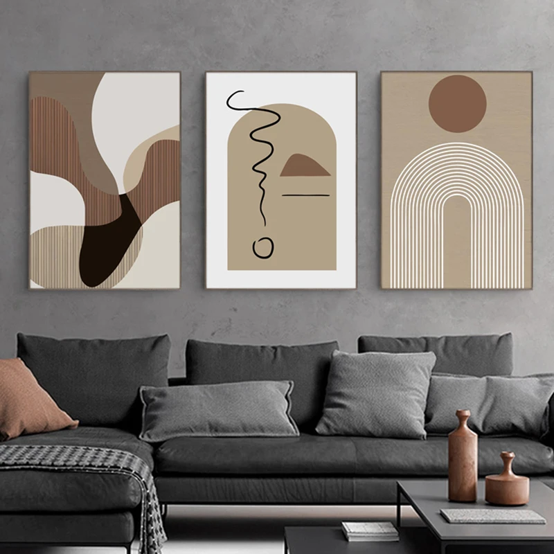 

Modern Minimalist Abstract Canvas Painting, Geometric Poster, Line Aesthetics, Nordic Beige Print Mural Decorative Painting Line