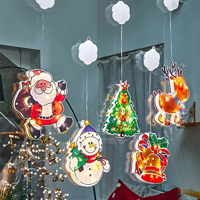 

Christmas Decoration Lights Window Hanging Decor Xmas Lights with Suction Cup Hook for Christmas Party Showcase Window Home