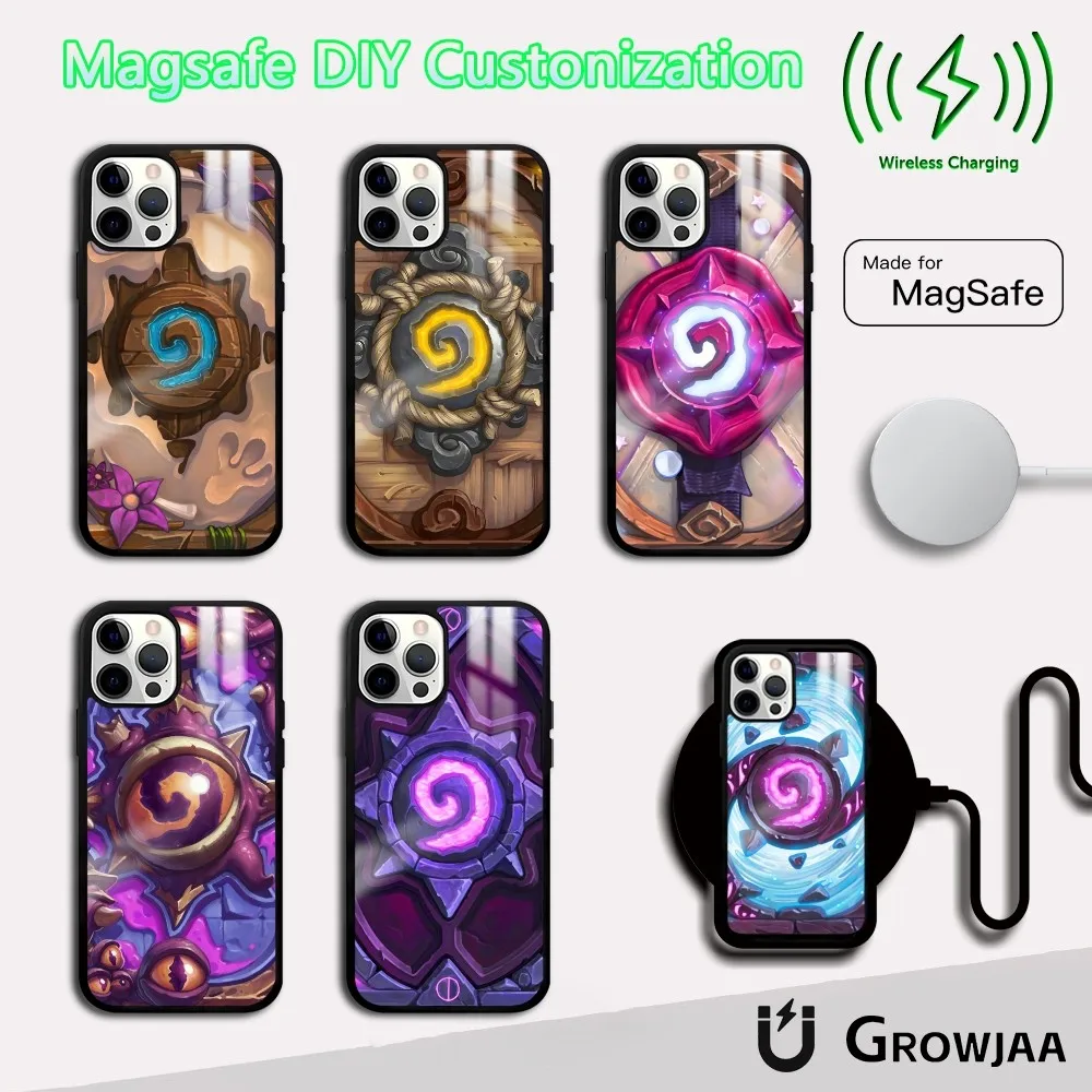 Чехол для телефона H-Hearthstone Card Game iPhone 16 15 14 13 12 11 Pro Max Plus Mini Magsafe Mirror беспроводной
