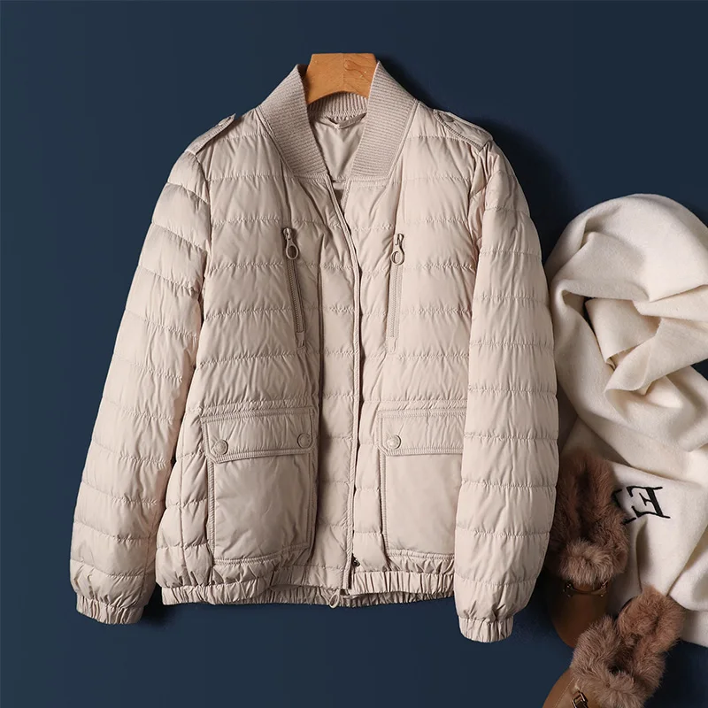 Thin 90%  White Duck Down  Casacos De Inverno Feminino  Coat Jackets for Women  Autumn/Winter  Zipper  Spliced  Casaco Feminino