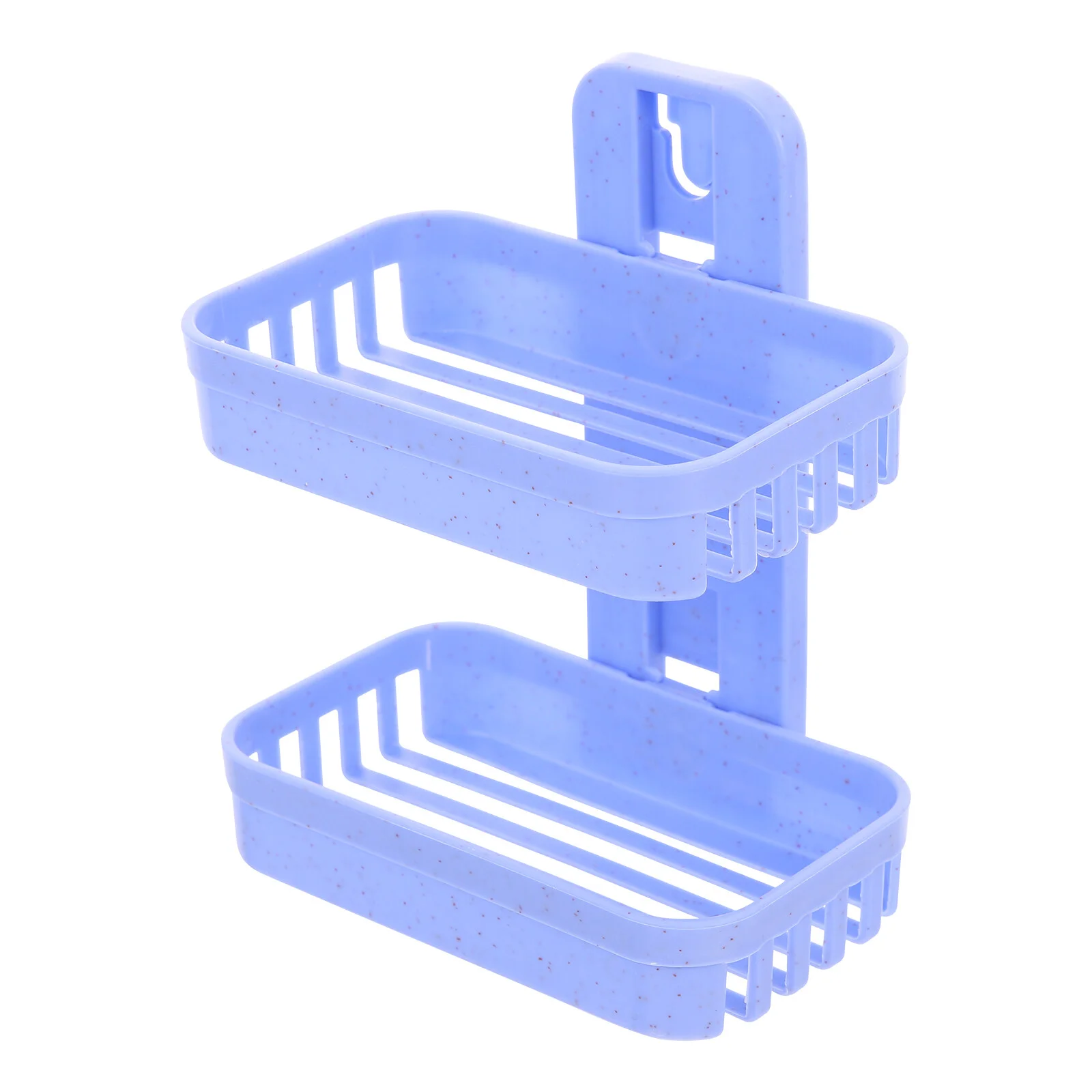 

Adhesive Shower Dish Holder Double- Layer Wall Mounted Bar Saver Dish Storage Rack Draining Riser for Bathroom Accessories Blue