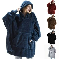 autumn and winter comfortable and loose fleece hoodies thickened and wearable blankets couples new home clothes