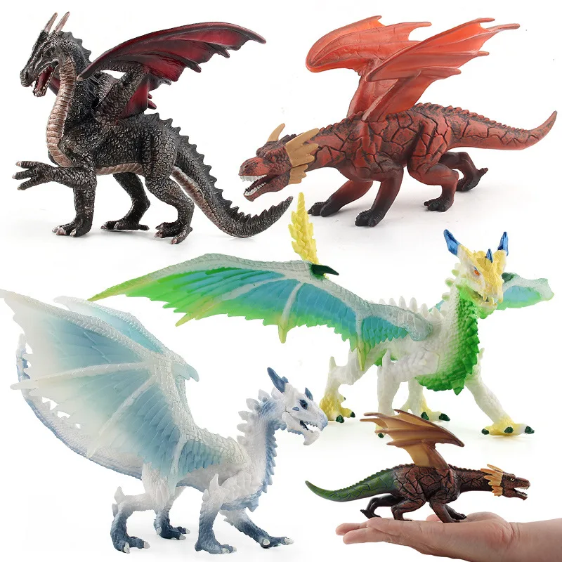 

Simulation Magic Dragon Model Toys Fire Rock Dragon Lower Jaw Movable Action Figures Ornaments Kids Flying Dragon Model Gifts