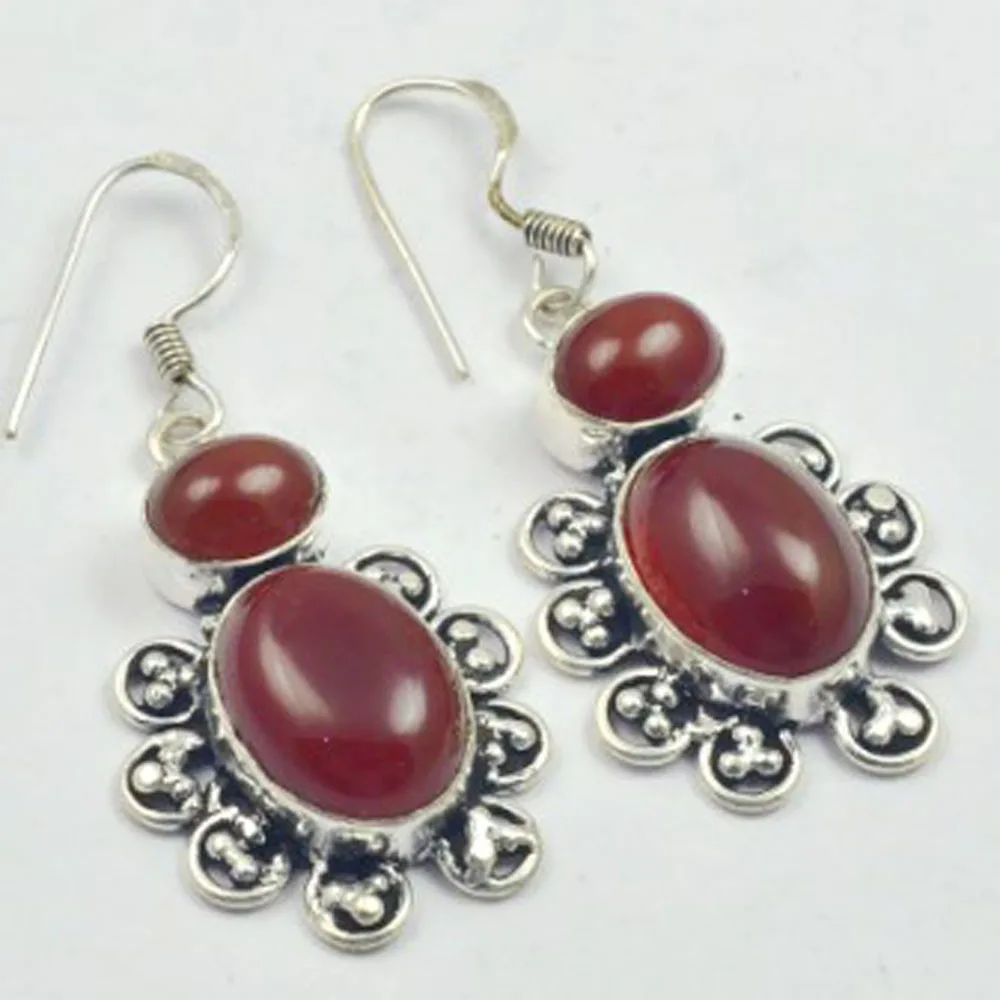 

Серьги с сердоликом и серебристым покрытием из меди, США, размер 51 мм, E3444