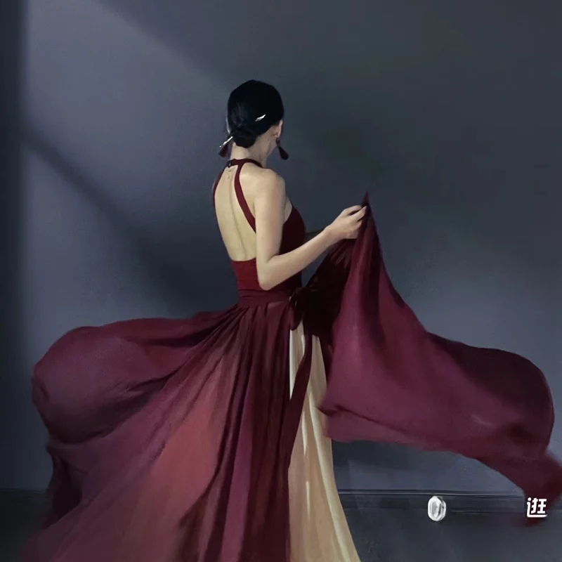 Большая юбка-качели для классических танцев Двухслойное шифоновое платье в