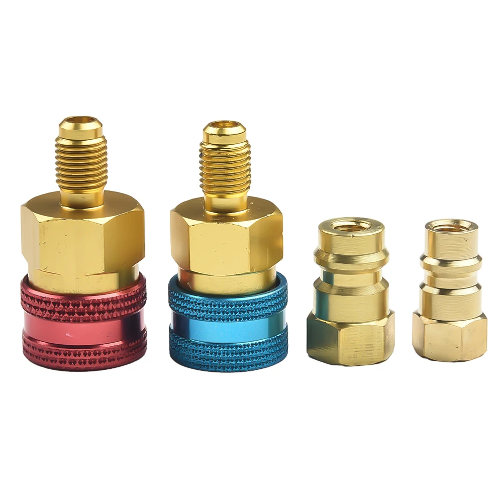 

2Pcs Car Quick Coupler Connector Brass Adapters Adapter Quick Fitting Coupler R1234YF Universal High Low Side Quick Coupler