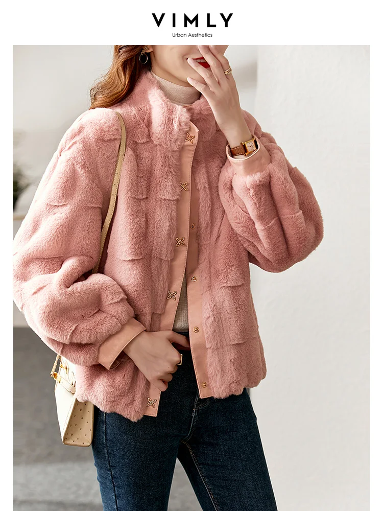 Vimly Luxury Faux Fur Coat Women Very Warm Jacket for Women 2022 Fashion Short Thick Loose Leather Coat Female Clothing 50326