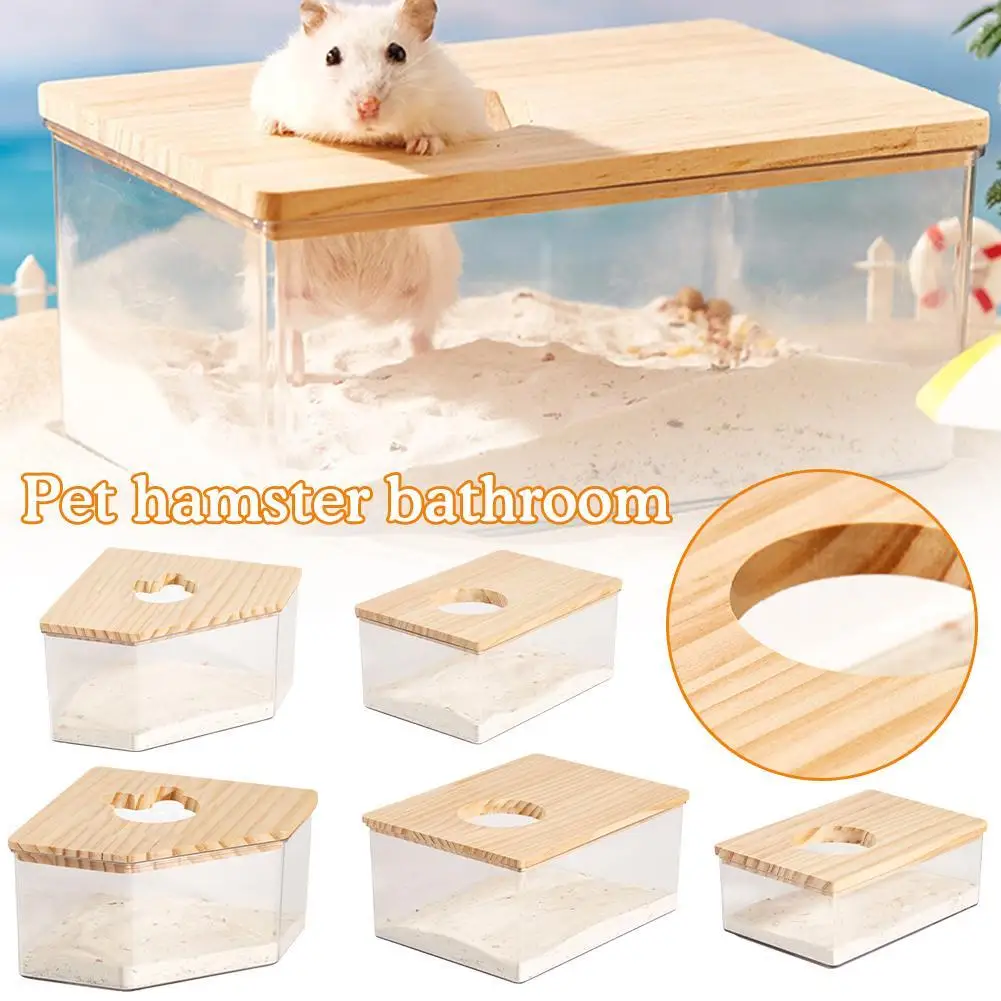 

Hamster Bathroom House Sandbox Transparent Urine Sand Basin Supplies Sand Bath Container Small Pet Fan-Shape Cage Corner Toilet