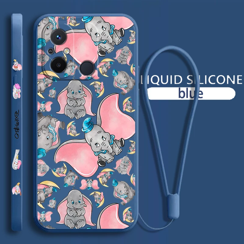 

Dumbo Anime Cute For Xiaomi Redmi 12 12C 11 Prime A1 10 10X 9 9A 9AT 8 Pro 4G 5G Liquid Left Rope Phone Case Coque Capa Cover