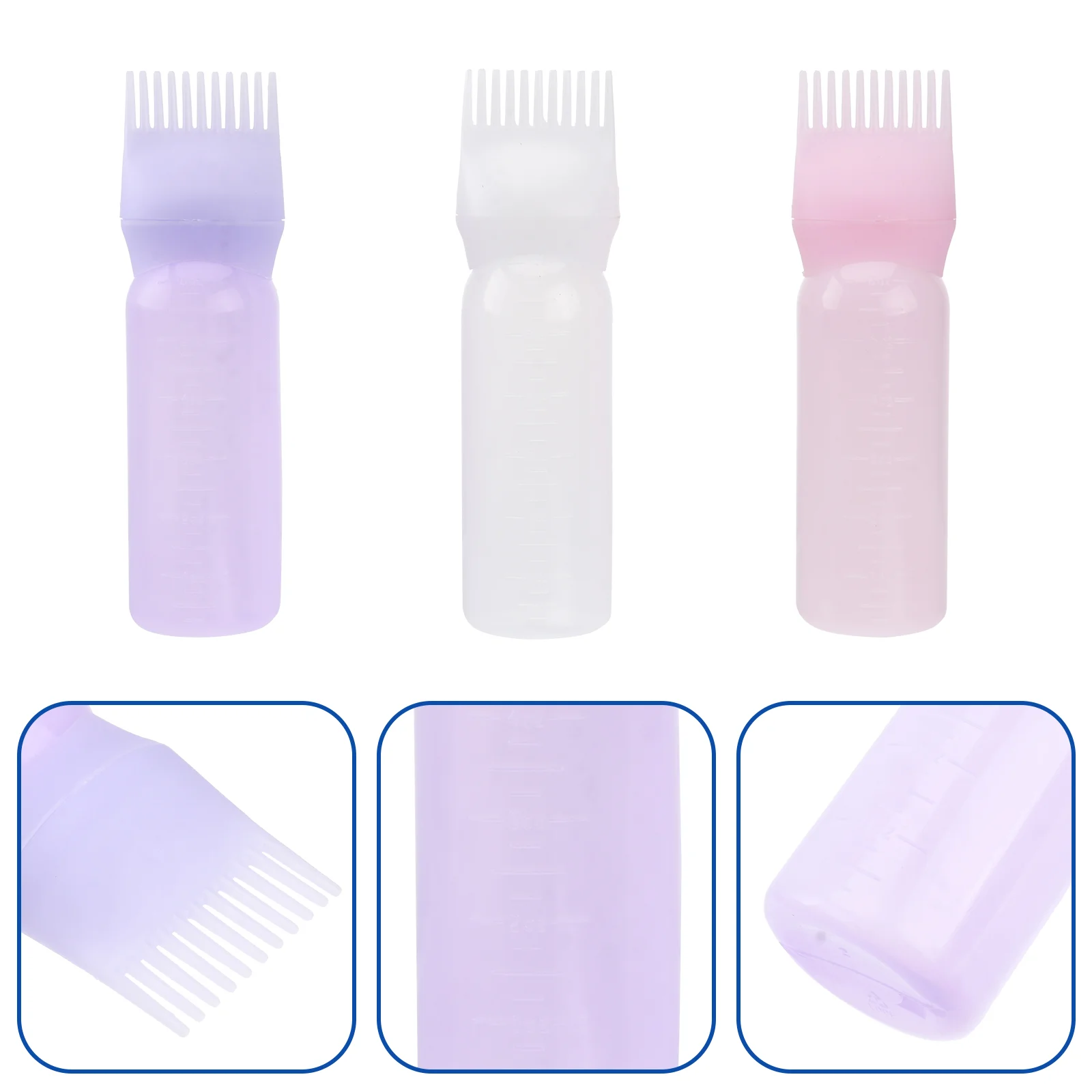 

3 Pcs Bleach Hair Hair Dye Tools Hair Coloring Bottle Applicator Kettle Root Comb Applicator Bottle Squeeze Bottle Comb
