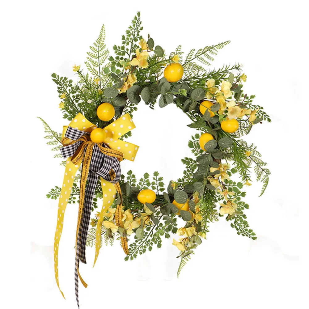 

Artificial Lemon Wreath Fake Flowers Front Door Home Decor Decorations Circle 50CM With Light Outer Diameter 50cm DIY Ornaments