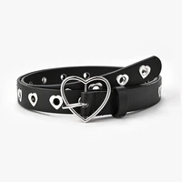 2021 new love buckle decorative womens jeans belt fashion heart shaped air eye hollow belt punk style simple casual waistband