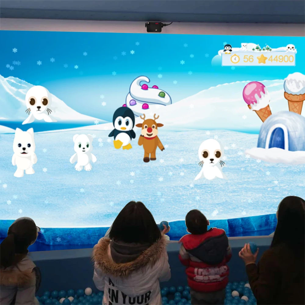 Interactive Whiteboard with 7 Wall Games  Snow Smart Board Projection System Virtual Reality Device Multi Points Large Screen