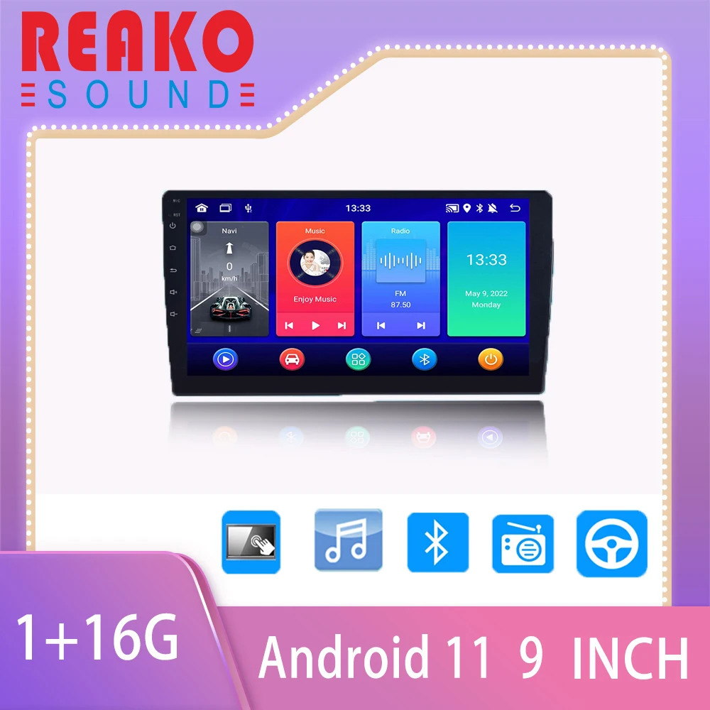 

Автомобильный мультимедийный плеер REAKO, стерео-система на Android, с 9 "экраном, GPS, Bluetooth, USB, FM, MirrorLink, типоразмер 2 Din