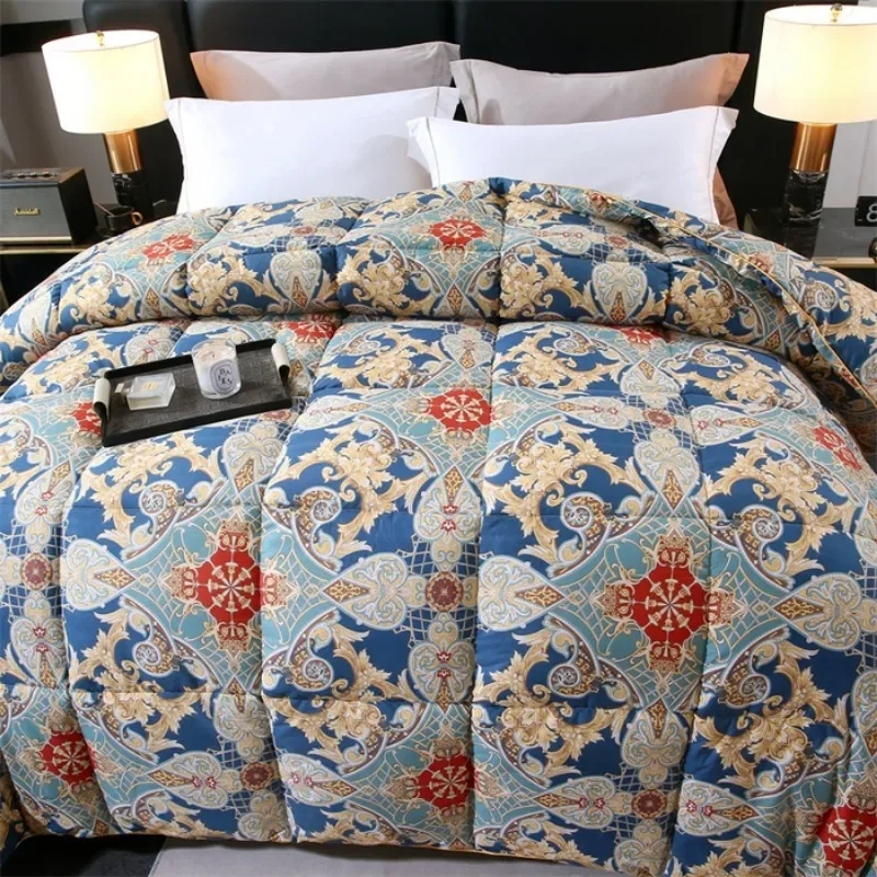 New 95 printed hotel down quilt thickened warm white goose winter easy temperature locking