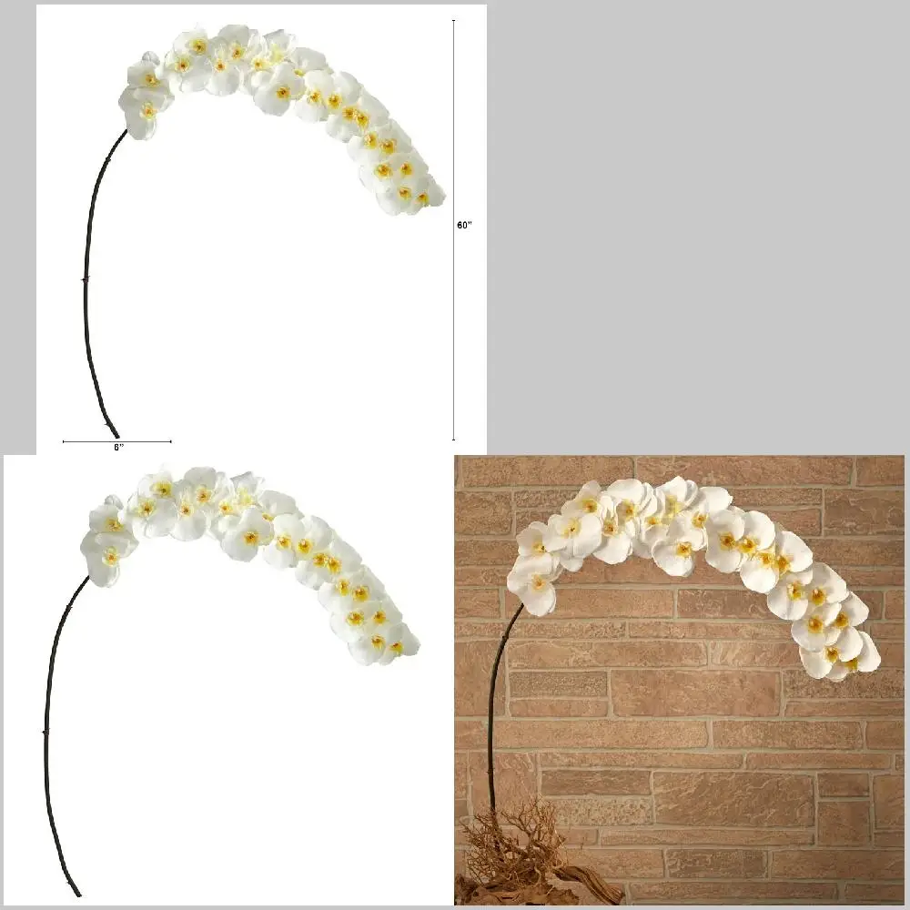 

Colored Stylish White-Colored Large Artificial Phalaenopsis Orchid Set of 2 - High-End Home Decor and Table Centerpiece.