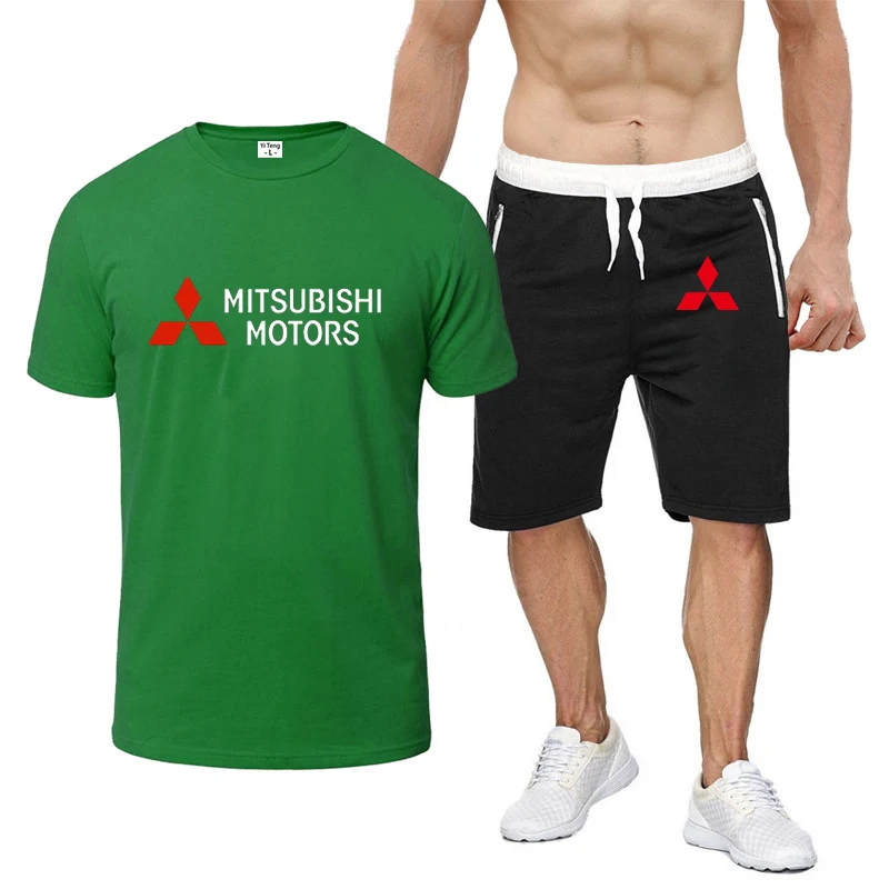 

NEW Mitsubishi Motors T-shirt shorts summer short-sleeved suit sportswear running sports Harajuku pants