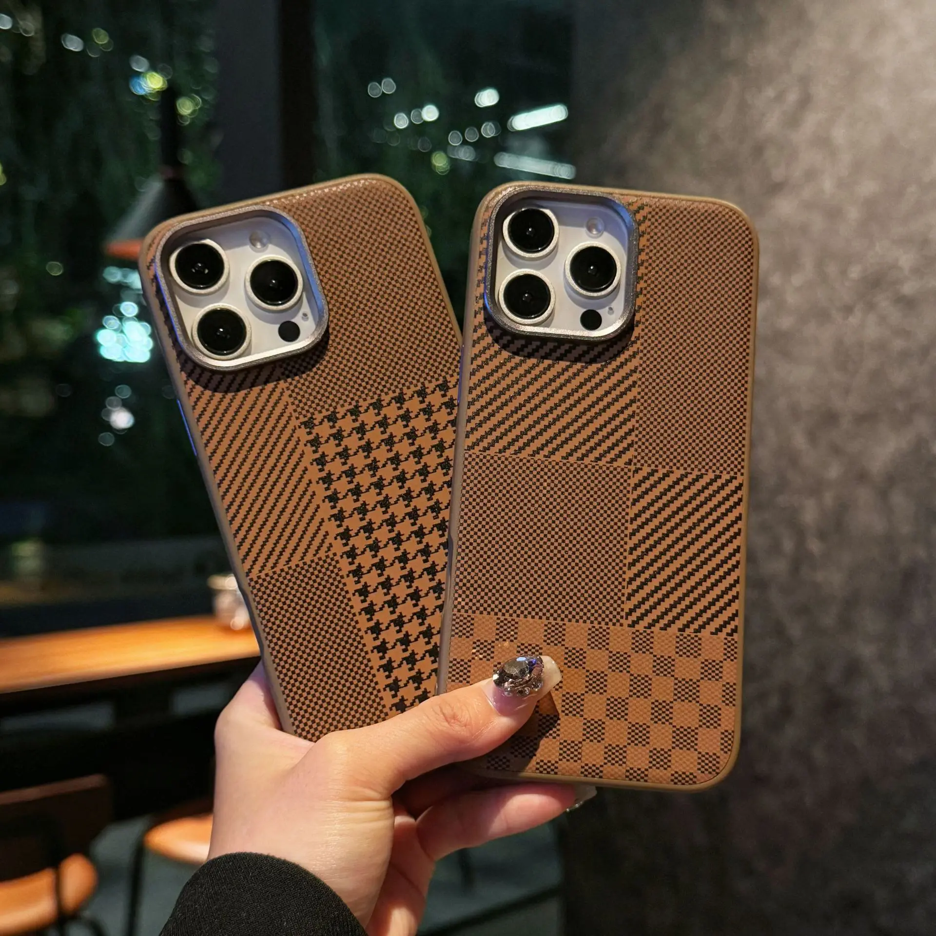 Чехол для телефона Apple 16 Pro с волоконным узором из лоскутной кожи Iphone 15 14