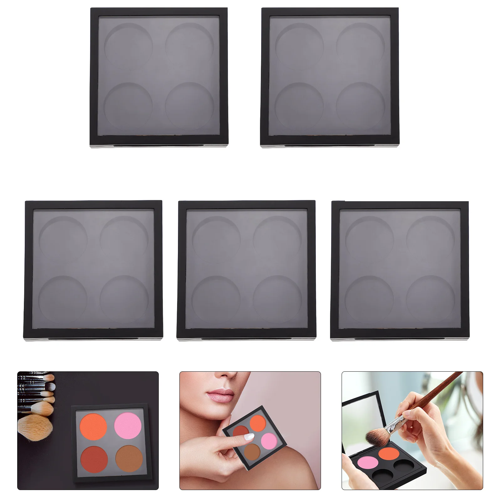 

5 Pcs Travel Containers Eye Shadow Blank Empty Cosmetics Plates Transparent Cover Eyeshadow Cases Storage Holders