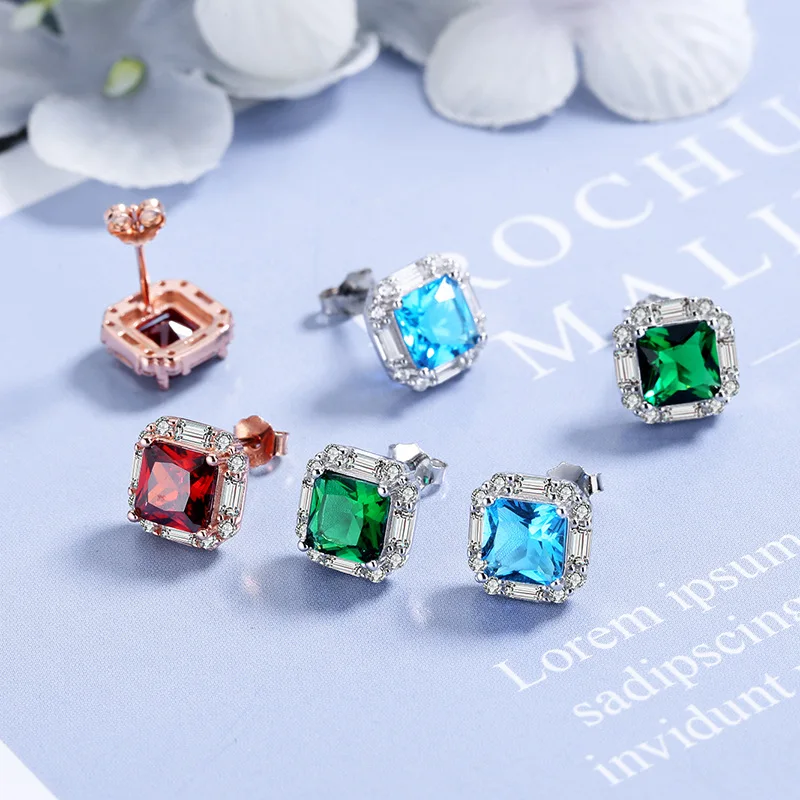 

100% S925 Sterling Silver 2022 Vintage Noble Emerald Ladies Earrings Fashion Engagement Wedding Jewelry Silver Earrings Jewelry