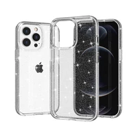 heavy duty glitter clear phone case for iphone 14 13 11 12 pro max x xs xr 7 8 plus mini shock absorbing bumper hard back cover
