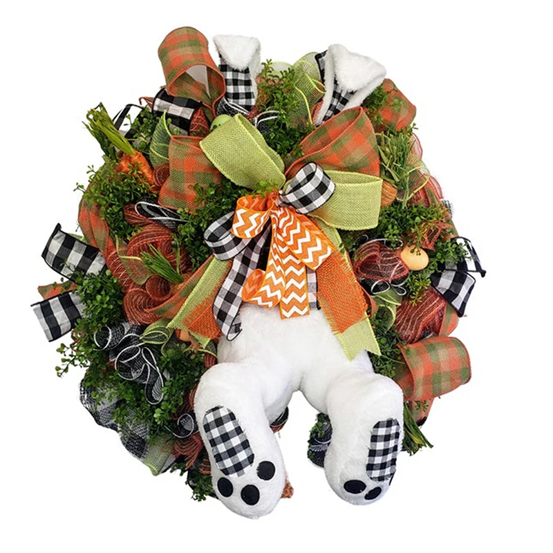 

Пасхальный декоративный венок с рисом, Кроликом, яйцом, искусственное растение в скандинавском стиле для дома