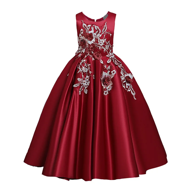 

High Quality Embroidery Girls Princess Dress Girls Long Evening Party Dress Kids Dresses For Girls Wedding Gown Children Clothes