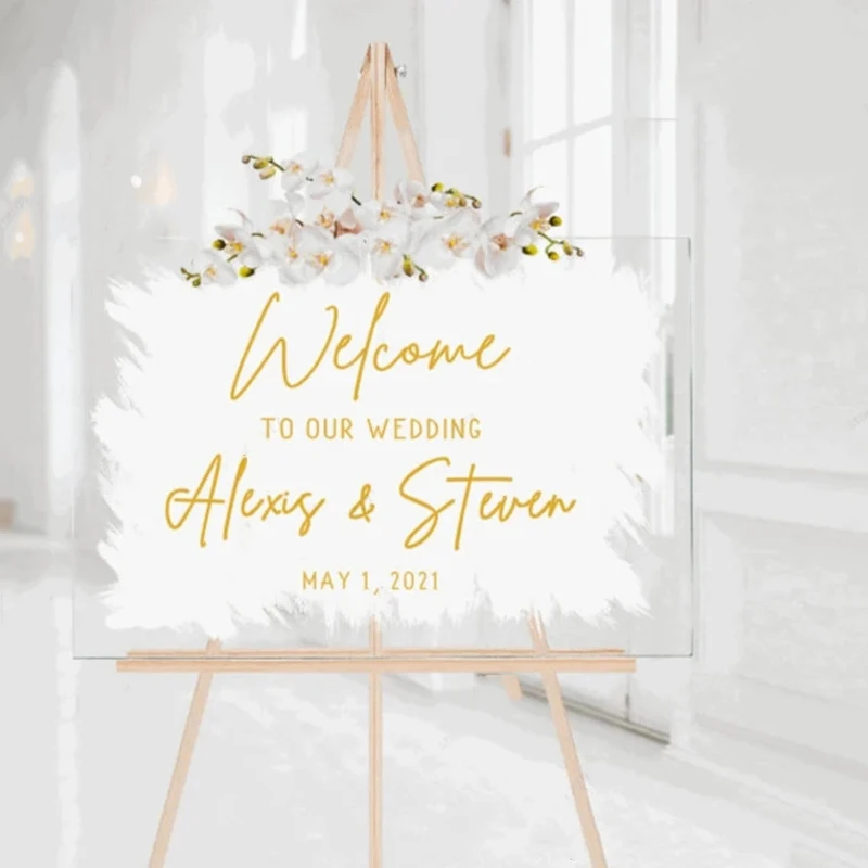 Welcome TO OUR WEDDING Sign Stickers DIY Wedding Welcome Mirror Decals Custom Stencil Name Date Personalized Wedding Decor