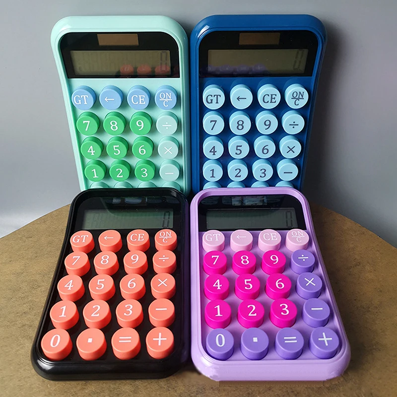 Мультяшный бесшумный калькулятор карамельного цвета, механическая клавиатура, настольный учебный калькулятор для финансов и счета