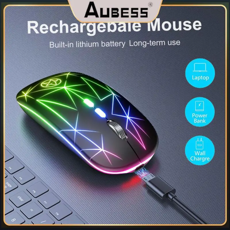 

2.4ghz Mouse Mechanical Micro-button 1000-1200-1600 Dpi Mute Mouse Rechargeable 5-key Metal Scroll Wheel Plug And Play Rgb Game