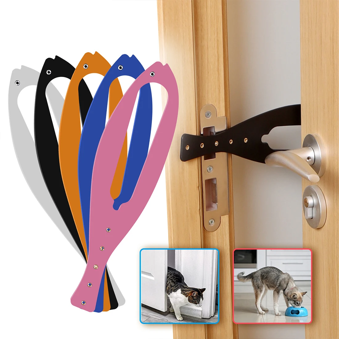 

Pet Dog Cat Doorstop Allow Cats In And Keeps Dogs Outside Fast Latch Plastic Strap Door Holder Latch Cat Accessories