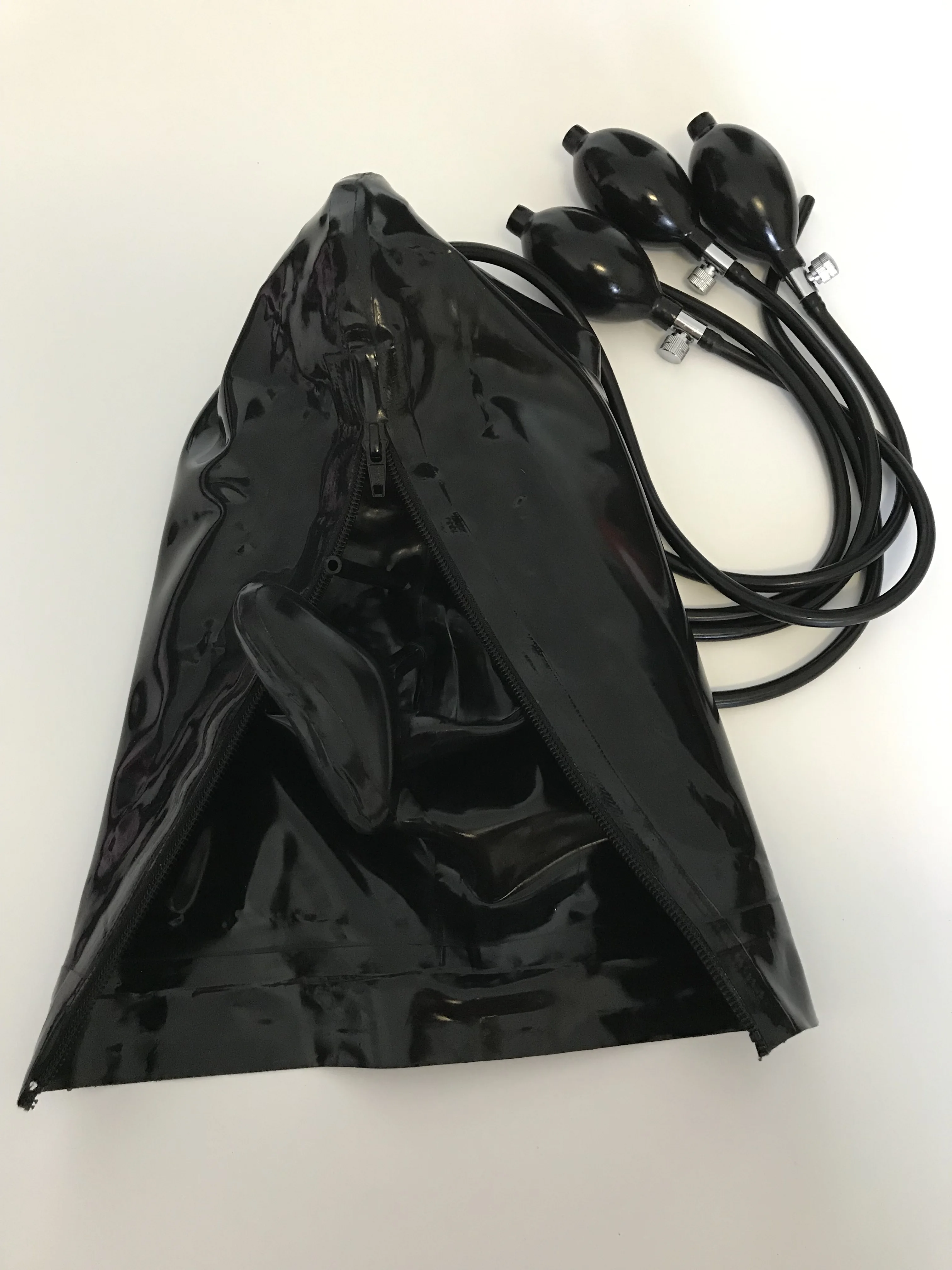 Сексуальная черная маска из натурального латекса с капюшоном надувной