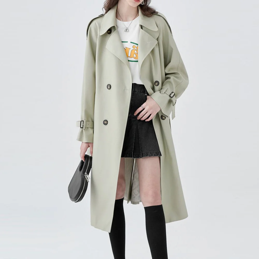 

Женский Осенний тренчкот с поясом, Женский тренчкот с отложным воротником, уличная одежда, 2022