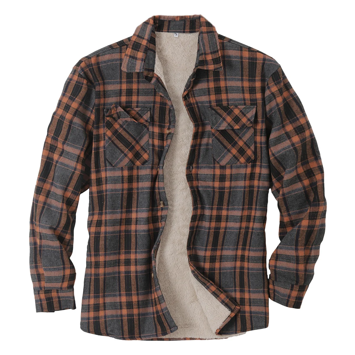 Thick Jacket Quilted Lined Long Sleeve Winter Shirt Cotton Coat With Pockets Men Shirts Shirts For Men
