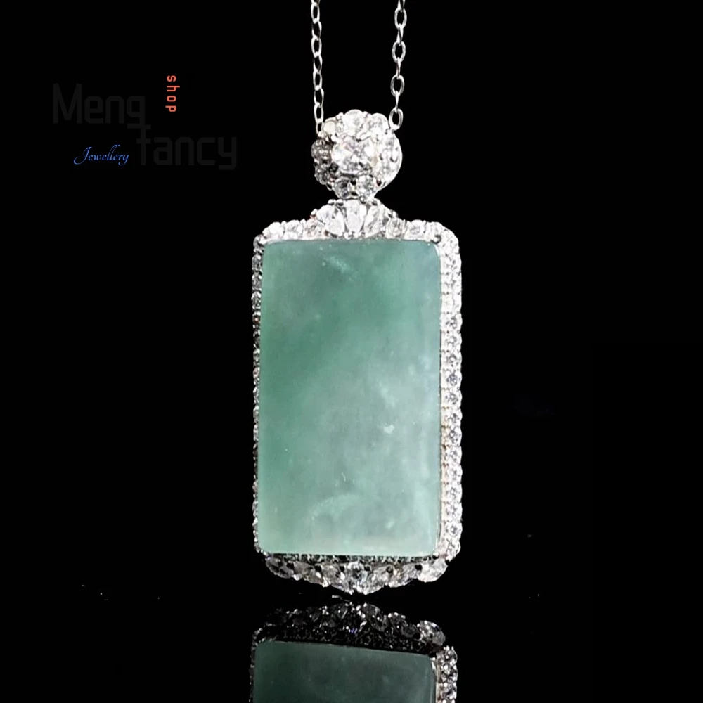 Высококачественный натуральный жадеит A-goods Blue Water Wu Shi Pai S925 серебряный