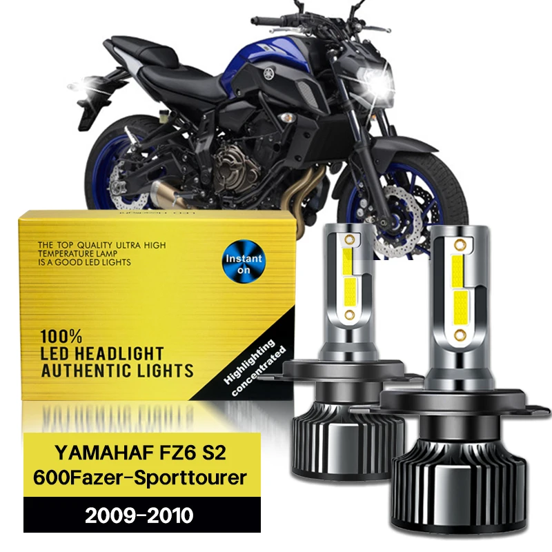 1 шт. H4 HB2 9003 Hi/Lo белый 50 Вт 600 лм мотоциклетная Светодиодная лампа для фар YAMAHA FZ6 S2 2009