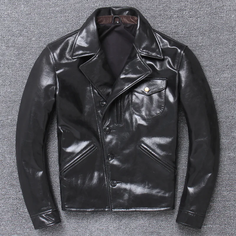 

Куртка AMEKAJI мужская из натуральной кожи, брендовая винтажная утепленная байкерская куртка, классический Байкерский стиль, черный цвет