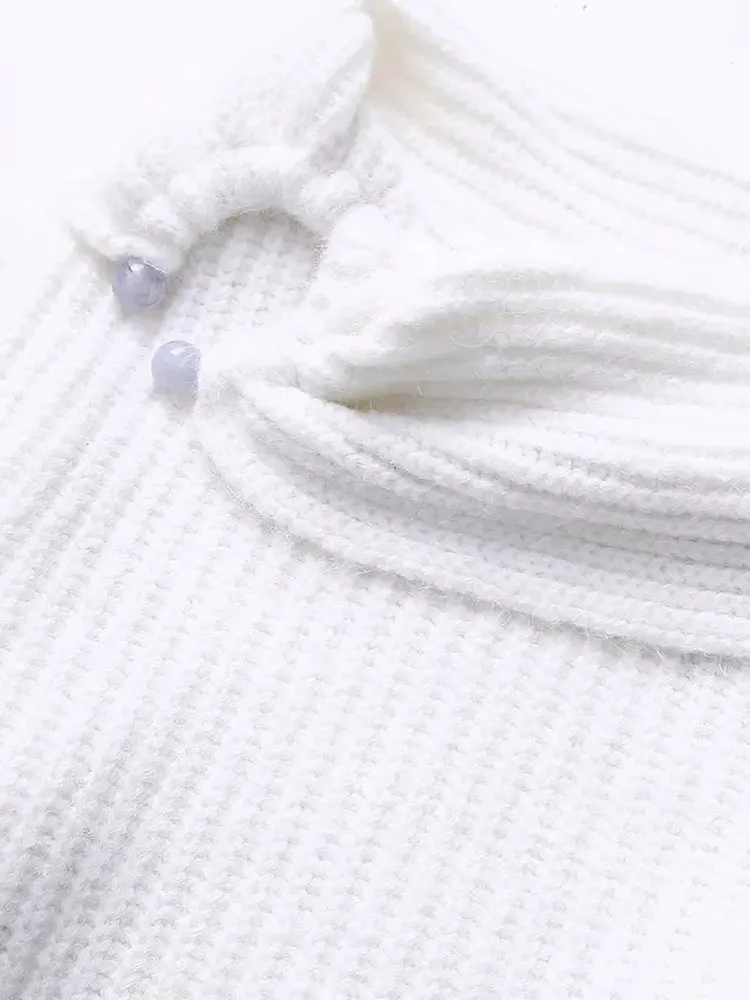 Женский Асимметричный свитер с открытыми плечами длинным рукавом